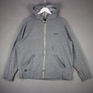 Oakley Embroidered Logo Mens Zip Up Hoodie XL Distressed Wear